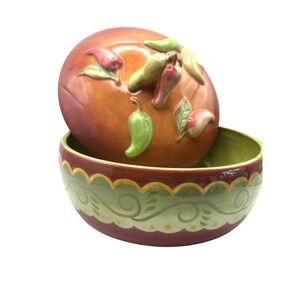 LAURIE GATES SANTA FE CHILI‎ PEPPER DESIGN CERAMIC TORTILLA /CHIP WARMER NEW